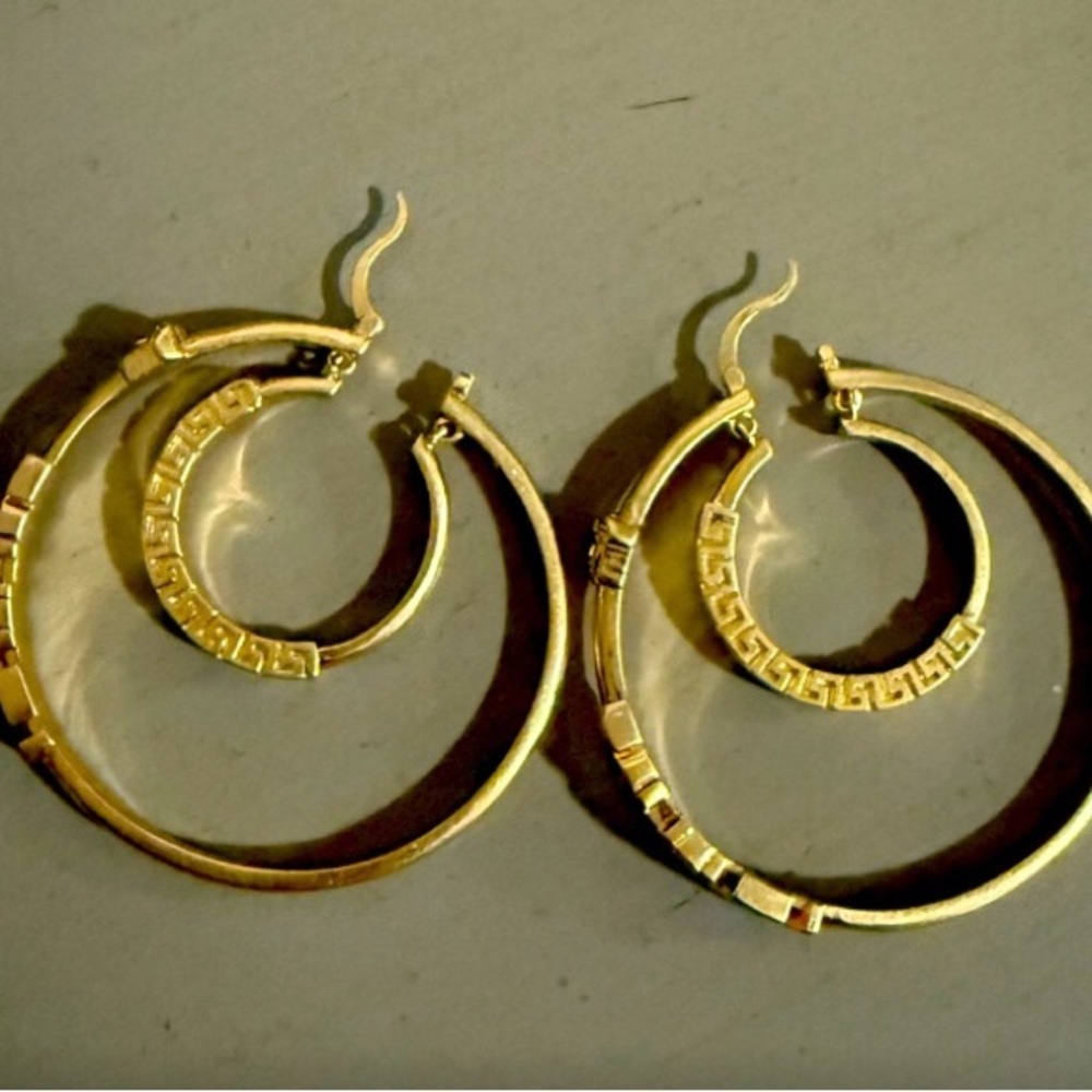 Versace Gold Medusa Double Hoops